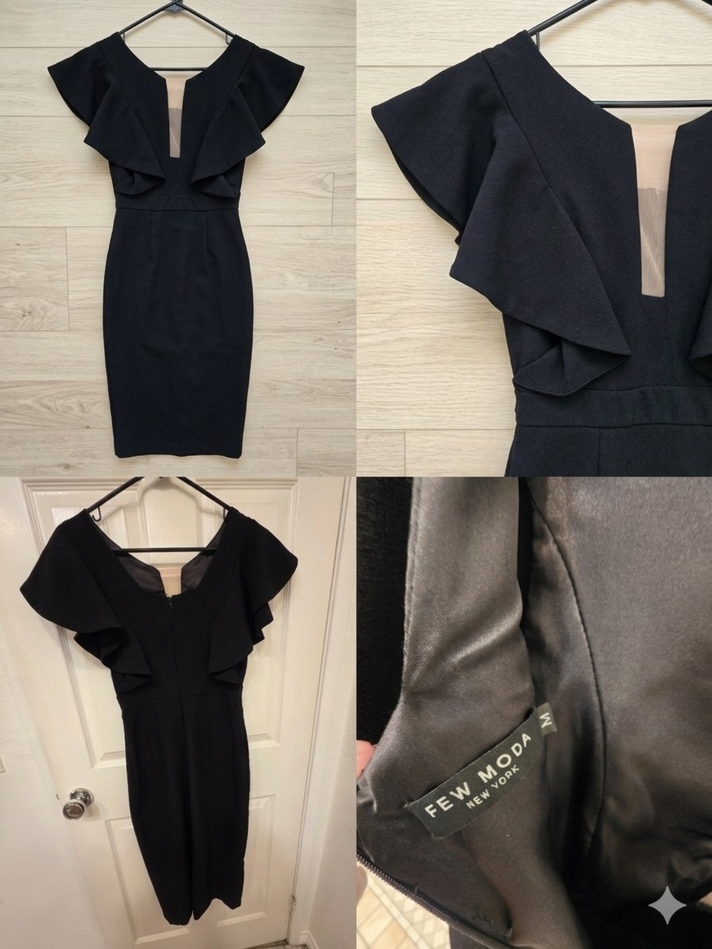 Few Moda Black One-Shoulder Ruffle Sheath Dress